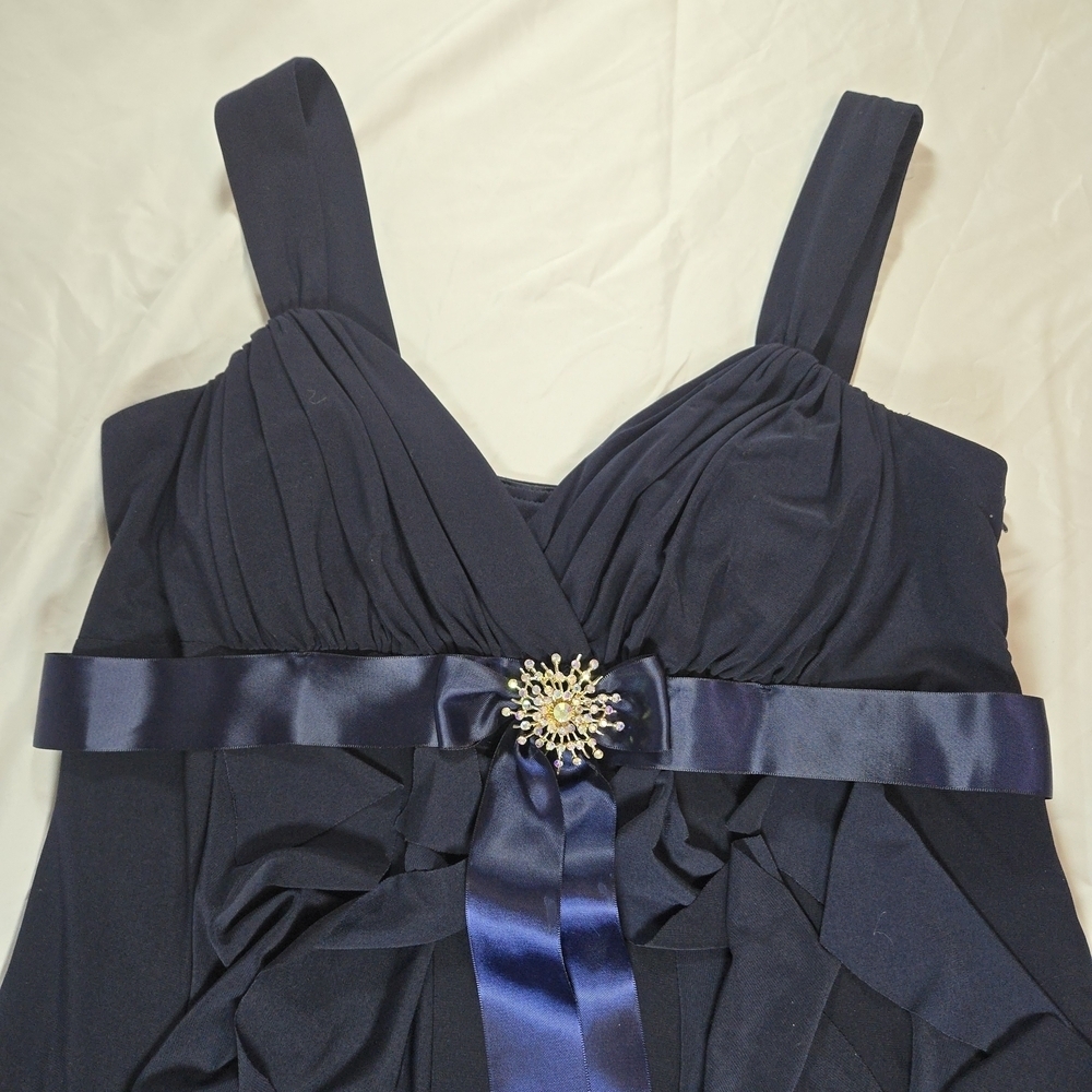 Dress Barn Elegant Navy Maxi Dress with Satin Bow - Picture 10 of 10
